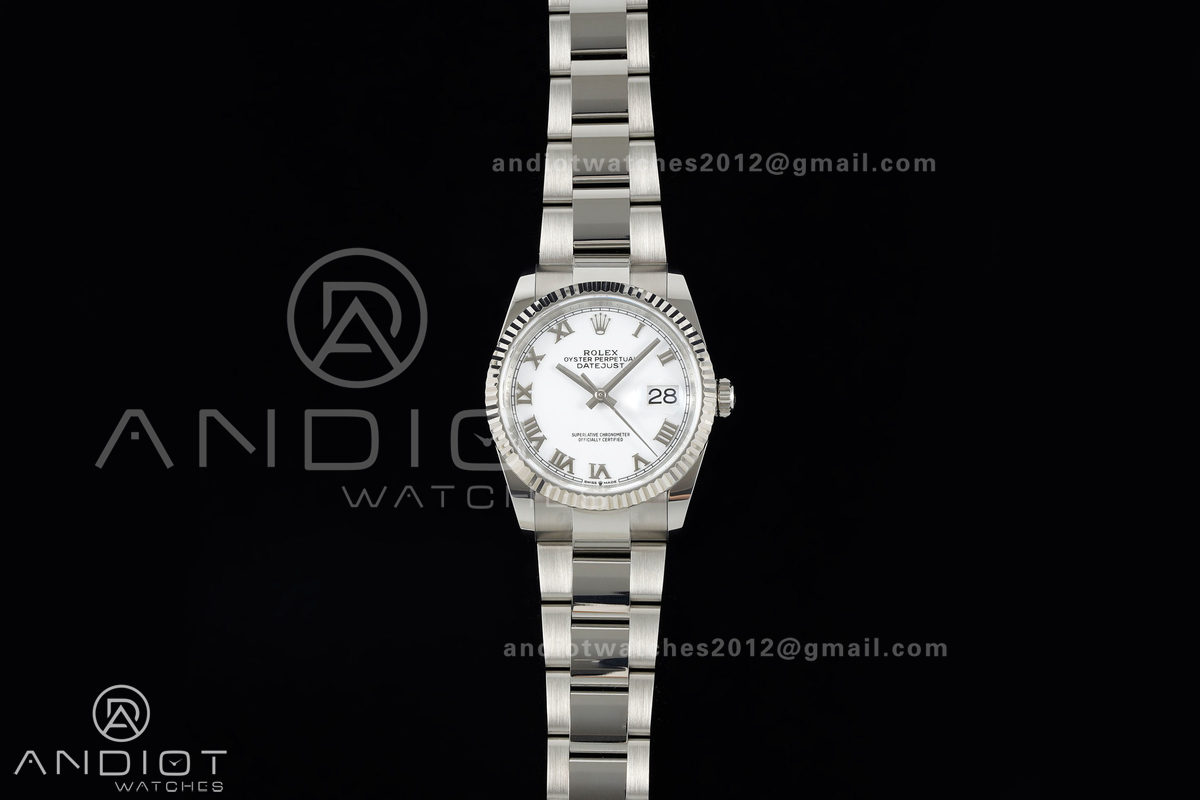 DateJust 36 SS 126234 ARF 1:1 Best Edition White Roman Dial on Oyster Bracelet DD3235